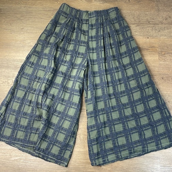 AMICI by Baci Women’s Cotton Green Black Palazo Pants, size Small